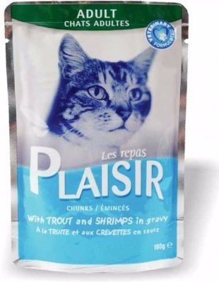 Plaisir Cat pstruh & krevety, kapsička 100 g