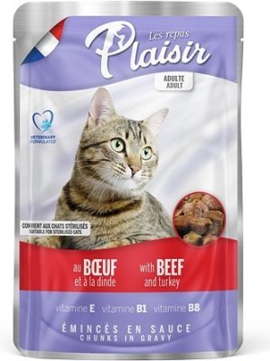 Plaisir Cat hovězí & krocaní, kapsička 100 g