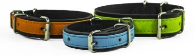 Obojek kožený s textilní vsadkou FLUO 30 x 1,4 cm