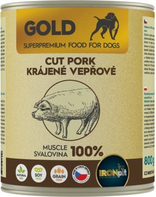 IRONpet Gold Dog Vepřová krájená svalovina, konzerva 800 g