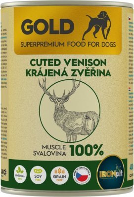 IRONpet Gold Dog Zvěřina krájená svalovina, konzerva 400 g