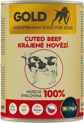 IRONpet Gold Dog Hovězí krájená svalovina, konzerva 400 g
