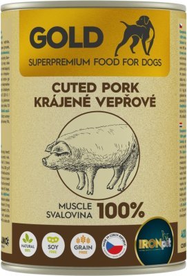 IRONpet Gold Dog Vepřová krájená svalovina, konzerva 400 g