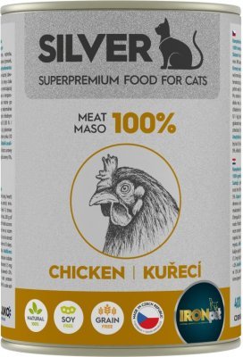 IRONpet Silver Cat Kuřecí 100% masa, konzerva 400 g