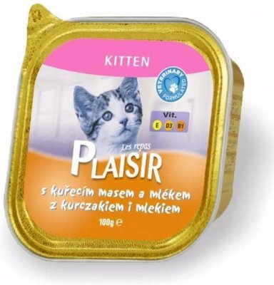 Plaisir Cat Kitten kuřecí, vanička 100 g