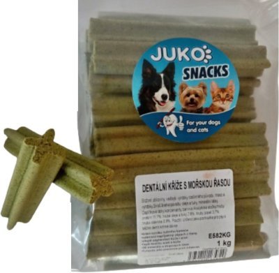 Dentální kříž s Mořskou řasou JUKO Snacks 1 kg (cca 37 ks)