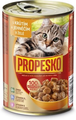 PROPESKO Cat krůtí a jehněčí v želé, kousky 415 g PRODEJ PO BALENÍ (12 ks)