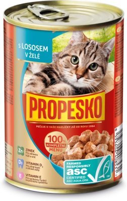 PROPESKO Cat ASC losos v želé, kousky 415 g PRODEJ PO BALENÍ (12 ks)