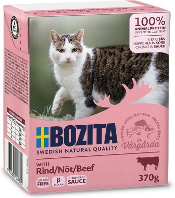 Bozita Cat kousky v omáčce s hovězím, tetrapak 370 g