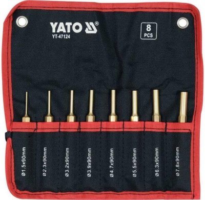 Sada vyrážečů 8 ks, 90 mm, mosaz Yato YT-47124