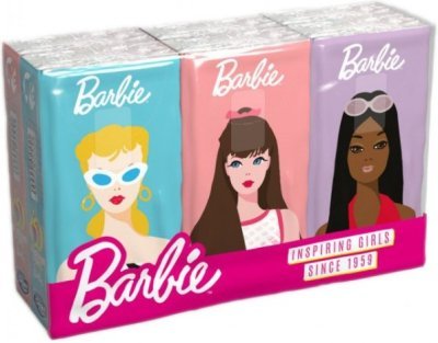 Kapesníky Barbie s potiskem 4 vrstvé, folie 6 ks