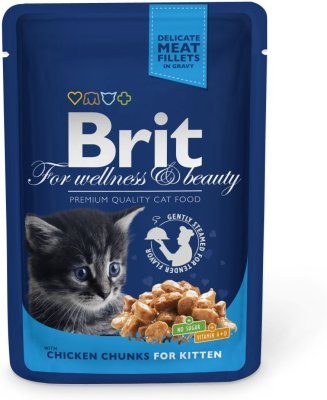 Kapsička Brit Cat Premium Pouches kuřecí kousky pro koťata 100g