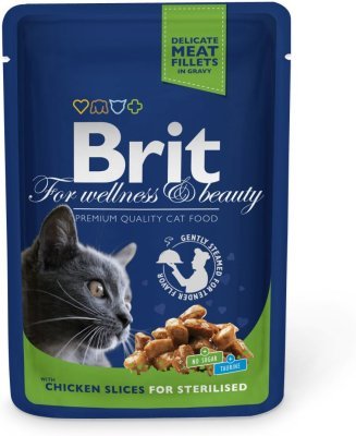 Kapsička Brit Cat Premium Pouches kuřecí plátky Sterilised 100g
