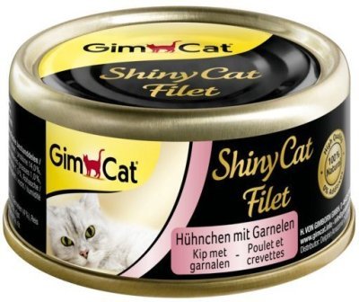 Konzerva SHINY CAT Chicken Fillet s krevetou v kuřecím vývaru 70 g