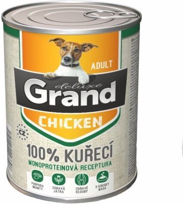 Grand deluxe Dog Adult 100 % kuřecí, konzerva 820 g