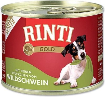 Finnern Rinti Gold konzerva pro psy divočák kousky 185g