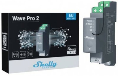 Shelly Qubino Wave Pro 2 - spínací modul 2x 16A, Z-Wave