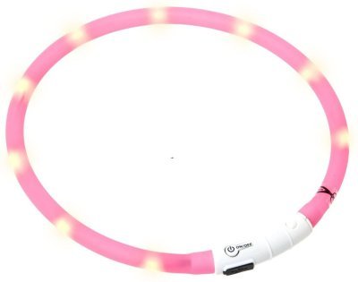 Karlie Visiolight svíticí LED obojek pro psy 70cm růžový