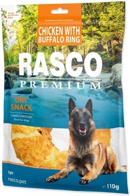 Pochoutka Rasco Premium buvolí kůže obalená kuřecím, kruh 120g