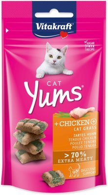 Pochoutka Vitakraft Cat Yums kuře, s kočičí trávou 40g