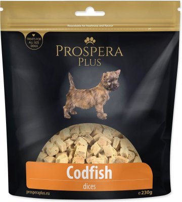 Pochoutka Prospera Plus tresčí kostky 230g
