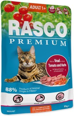 Kapsička Rasco Premium Adult telecí s rajčaty a bylinkami 85g