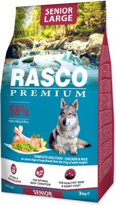Krmivo Rasco Premium Senior Large kuře s rýží 3kg