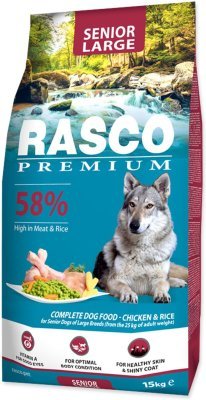Krmivo Rasco Premium Senior Large kuře s rýží 15kg