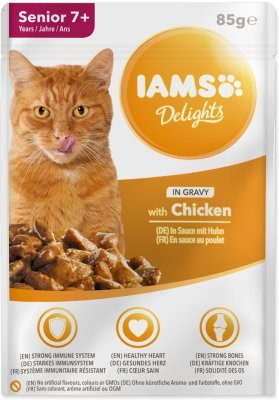 Kapsička IAMS Delights Adult Senior kuře v omáčce 85g