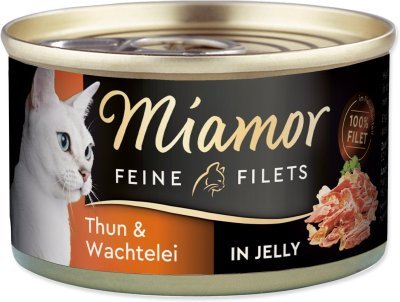 Konzerva Miamor Feine Filets Adult tuňák s křepelčími vejci v želé 100g
