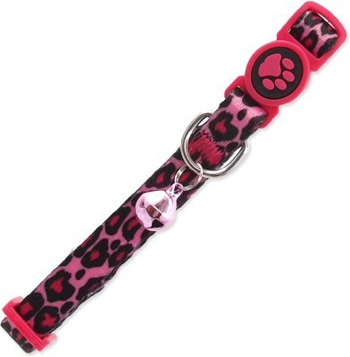 Obojek Active Cat nylon XS leopard růžový 1x19-31cm