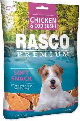 Pochoutka Rasco Premium kuře a treska, sushi 230g