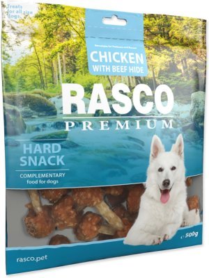 Pochoutka Rasco Premium buvolí kůže obalená kuřecím, paličky 500g