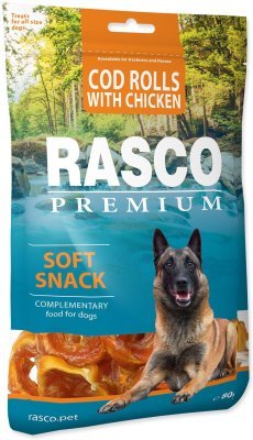 Pochoutka Rasco Premium treska obalená kuřecím, rolky 80g
