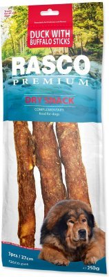 Pochoutka Rasco Premium buvolí kůže obalená kachním, tyčinky 3x250g