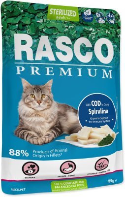 Kapsička Rasco Premium Sterilized treska se spirulinou 85g