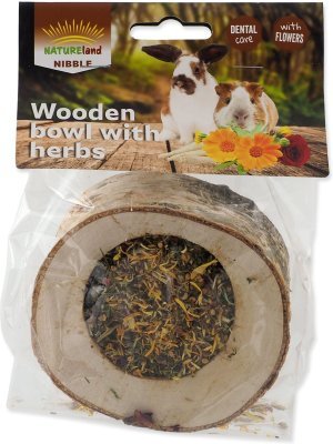 Pochoutka Nature Land Nibble miska plněná bylinkami dřevěná 120g