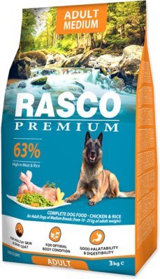 Krmivo Rasco Premium Adult Medium kuře s rýží 3kg