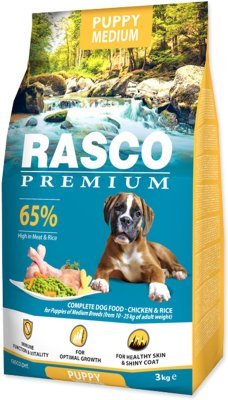 Krmivo Rasco Premium Puppy Medium kuře s rýží 3kg