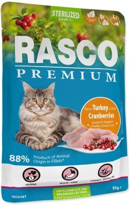 Kapsička Rasco Premium Sterilized krůta s brusinkou 85g