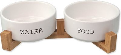 Set Dog Fantasy misky keramické se stojanem bílé 2x 13x5,5cm, 400ml