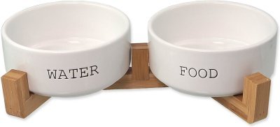 Set Dog Fantasy misky keramické se stojanem bílé 2x 16x6,5cm, 850ml