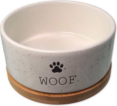 Miska Dog Fantasy keramická bílá WOOF s podtáckem 16x6,5cm, 850ml