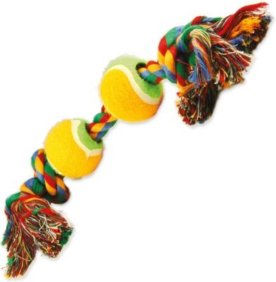 Hračka Dog Fantasy barevná 2knoty+2 tenisáky 35cm