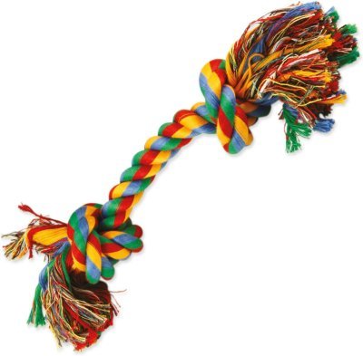 Hračka Dog Fantasy uzel bavlněný barevný 2 knoty 30cm