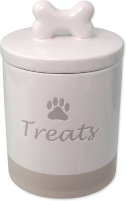 Dóza Dog Fantasy keramická na pamlsky bílá s úchytkou 13,5x21,5cm, 1500ml