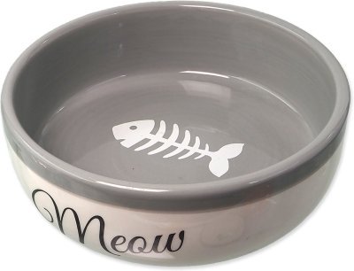 Miska Magic Cat keramická bílá/šedá Meow 13,4x4cm 170ml