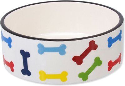 Miska Dog Fantasy keramická potisk barevné kosti bílá 15,5x 6cm 790ml