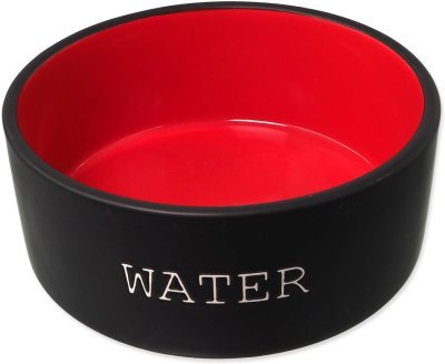 Miska Dog Fantasy keramická WATER černá/červená 13x5,5cm, 400ml