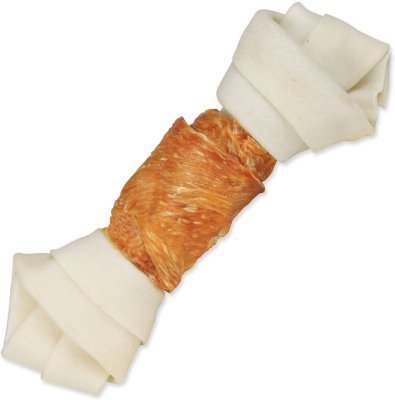 Pochoutka Trixie DentaFun buvolí kůže obalená kuřecím, kost 15cm 70g